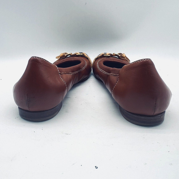 AGL Shoes Womens 36.5 US 6.5 Brown Black Ballet Flats Cap Toe Buckle Monika - Picture 7 of 12